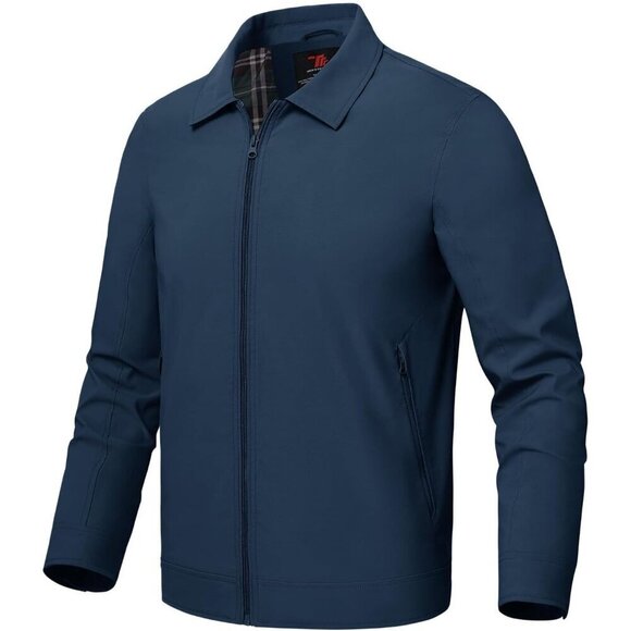 Other - Men's Stylish Jackets Lightweight 01 Navy Blue Coat Front Closure Zip Pockets